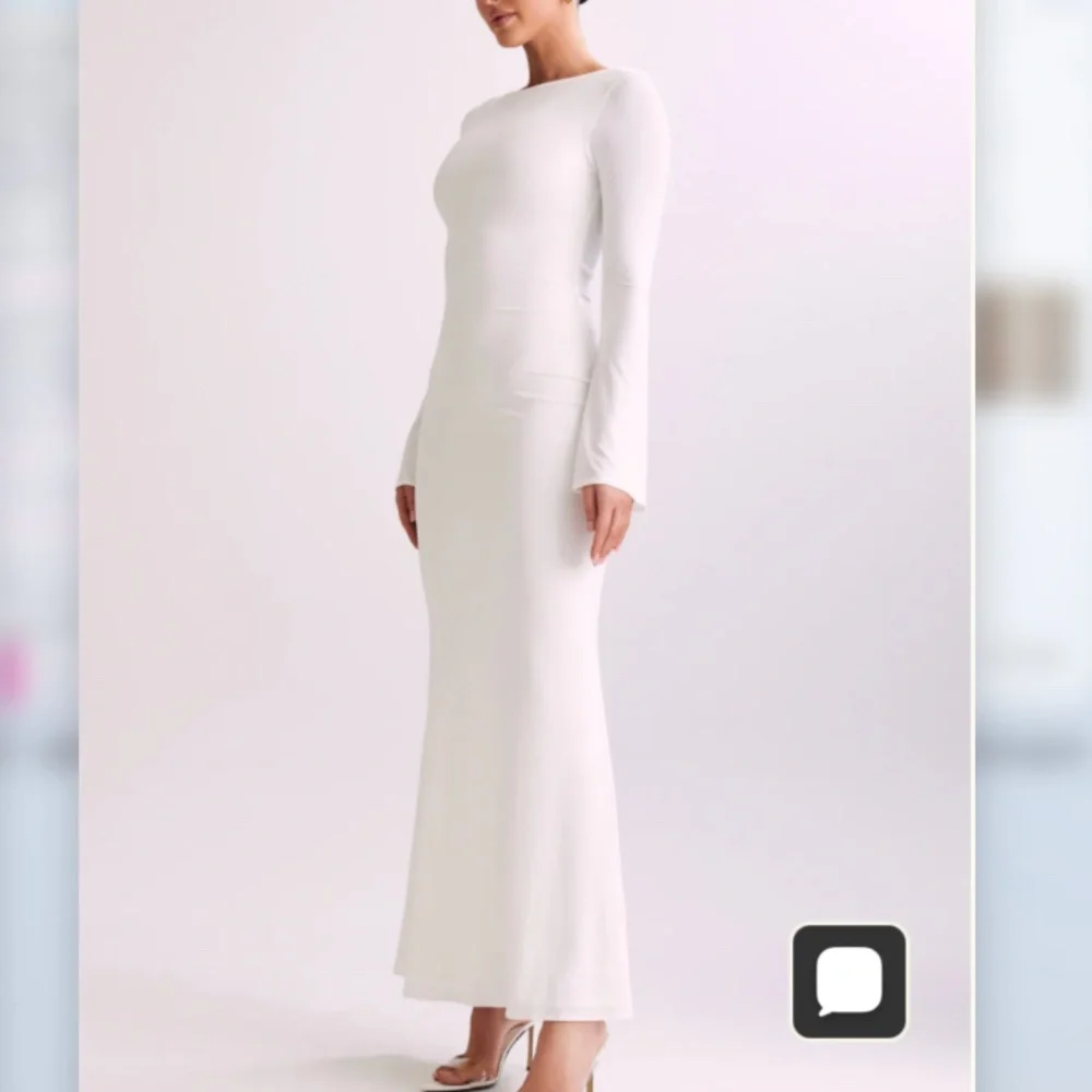 Meshki Tarna Slinky Fishtail Maxi Dress - Ivory - Size Medium - Picture 2 of 7